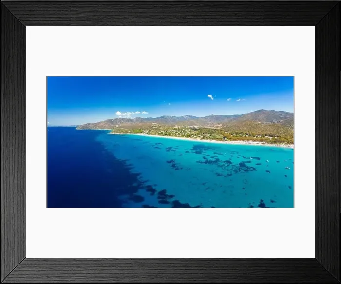 Framed Print : Aerial drone panoramic view of Kal'e Moru beach in Geremeas, Sardinia Framed Print : Aerial drone panoramic view of Kal'e Moru beach in Geremeas, Sardinia