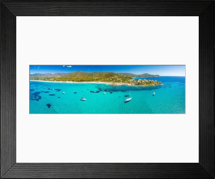 Framed Print : Aerial drone panoramic view of Kal'e Moru beach in Geremeas, Sardinia Framed Print : Aerial drone panoramic view of Kal'e Moru beach in Geremeas, Sardinia