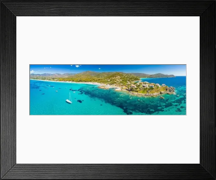 Framed Print : Aerial drone panoramic view of Kal'e Moru beach in Geremeas, Sardinia Framed Print : Aerial drone panoramic view of Kal'e Moru beach in Geremeas, Sardinia