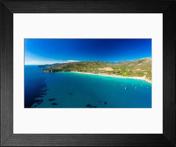 Framed Print : Aerial drone panoramic view of the Solanas beach in the province Sinnai in Sardinia, Italy Framed Print : Aerial drone panoramic view of the Solanas beach in the province Sinnai in Sardinia, Italy