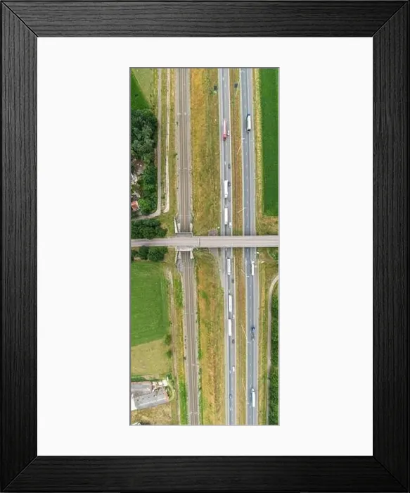 Framed Print : Aerial view of highway road junction Framed Print : Aerial view of highway road junction