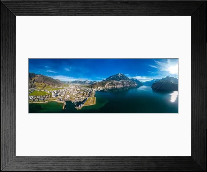 Framed Print : Panoramic drone aerial view of Brunnen and Ingenbohl, Switzerland Framed Print : Panoramic drone aerial view of Brunnen and Ingenbohl, Switzerland
