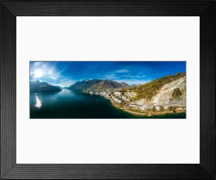 Framed Print : Panoramic drone aerial view of Brunnen and Ingenbohl, Switzerland Framed Print : Panoramic drone aerial view of Brunnen and Ingenbohl, Switzerland