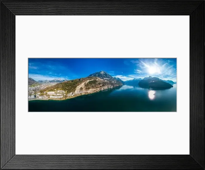 Framed Print : Panoramic drone aerial view of Brunnen and Ingenbohl, Switzerland Framed Print : Panoramic drone aerial view of Brunnen and Ingenbohl, Switzerland