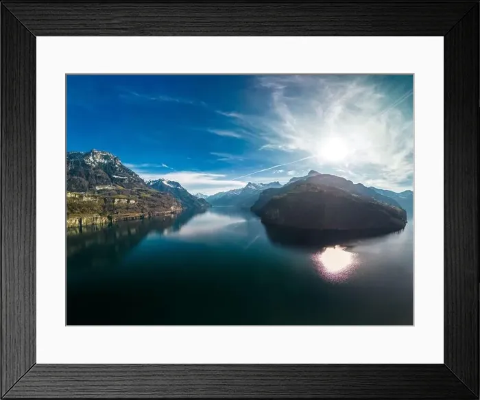 Framed Print : Panoramic drone aerial view of Brunnen and Ingenbohl, Switzerland Framed Print : Panoramic drone aerial view of Brunnen and Ingenbohl, Switzerland