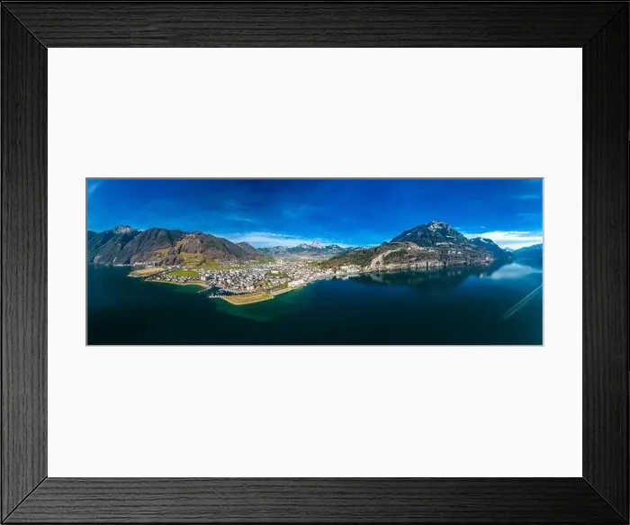 Framed Print : Panoramic drone aerial view of Brunnen and Ingenbohl, Switzerland Framed Print : Panoramic drone aerial view of Brunnen and Ingenbohl, Switzerland