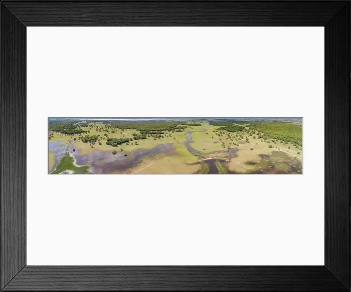 Framed Print : Aerial panorama of typical Pantanal Wetlands landscape with lagoons, rivers, meadows and forests, Ma Framed Print : Aerial panorama of typical Pantanal Wetlands landscape with lagoons, rivers, meadows and forests, Ma