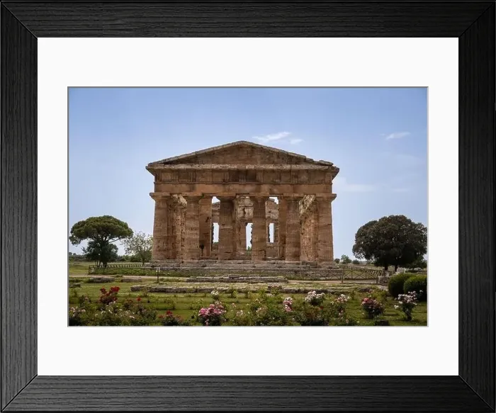 Framed Print : Archaeological Park Paestum historical ruins of temples of Roman times Campania Salerno Italy Framed Print : Archaeological Park Paestum historical ruins of temples of Roman times Campania Salerno Italy