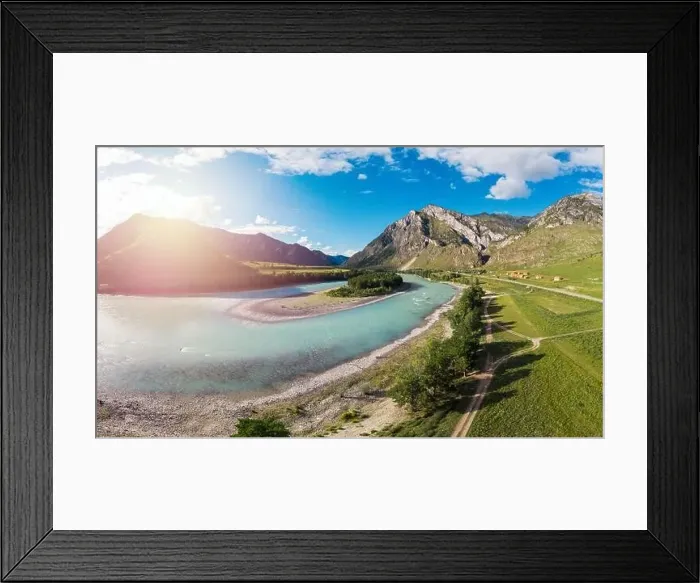 Framed Print : The Katun river in summer day in Altai mountains Framed Print : The Katun river in summer day in Altai mountains