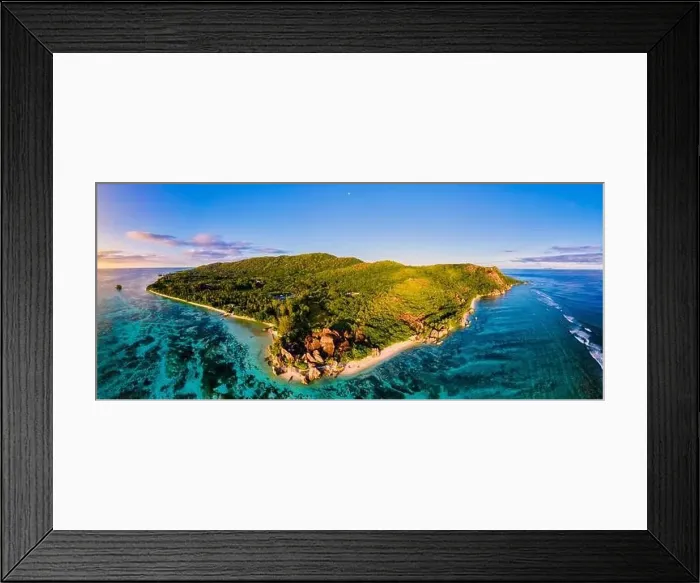 Framed Print : Anse Source d'Argent beach, La Digue Island, Seyshelles, Drone aerial view of La Digue Seychelles bird eye view Framed Print : Anse Source d'Argent beach, La Digue Island, Seyshelles, Drone aerial view of La Digue Seychelles bird eye view