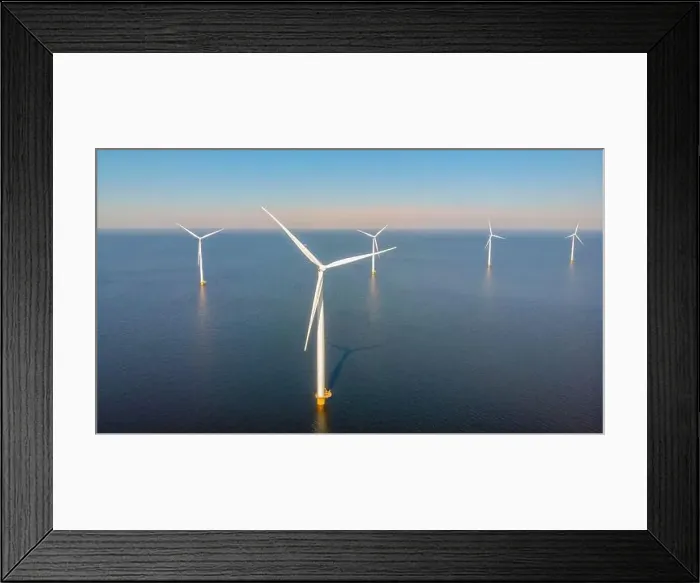 Framed Print : Windmill farm in the Noordoostpolder netherlands, Green energy windmill turbine at sea and land Framed Print : Windmill farm in the Noordoostpolder netherlands, Green energy windmill turbine at sea and land