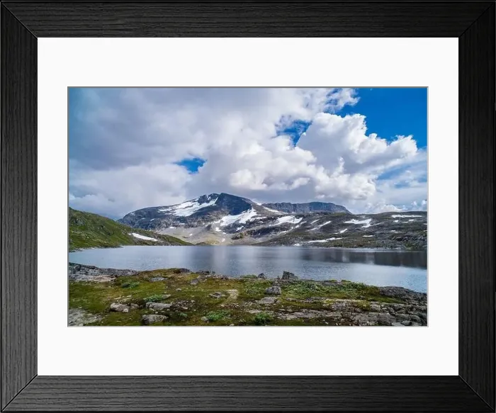 Framed Print : beautiful norwegian landscape with hills and a lake in front Framed Print : beautiful norwegian landscape with hills and a lake in front