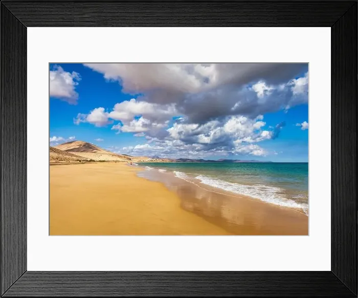 Framed Print : View on the beach Sotavento with golden sand Framed Print : View on the beach Sotavento with golden sand