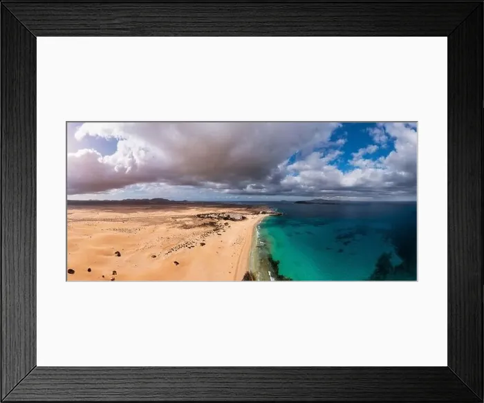 Framed Print : Panoramic high angle aerial drone view of Corralejo National Park (Parque Natural de Corralejo) Framed Print : Panoramic high angle aerial drone view of Corralejo National Park (Parque Natural de Corralejo)