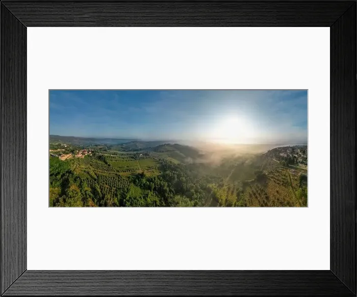 Framed Print : Tuscany landscape with cypress trees and blue sky with clouds Framed Print : Tuscany landscape with cypress trees and blue sky with clouds