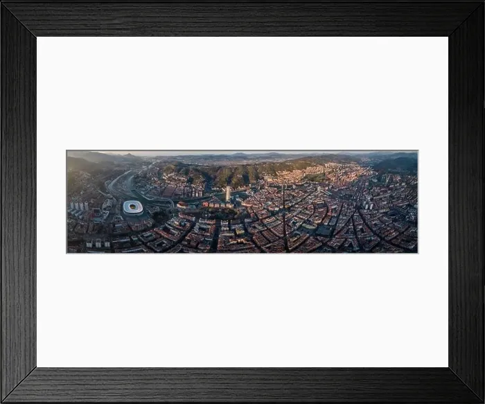 Framed Print : Aerial panoramic view of cityscape with residential buildings on sunny summer day in Basque Country Framed Print : Aerial panoramic view of cityscape with residential buildings on sunny summer day in Basque Country