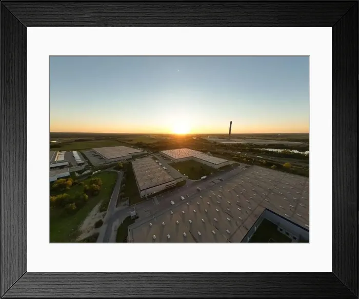 Framed Print : Aerial view of warehouse storages or industrial factory or logistics center from above Framed Print : Aerial view of warehouse storages or industrial factory or logistics center from above