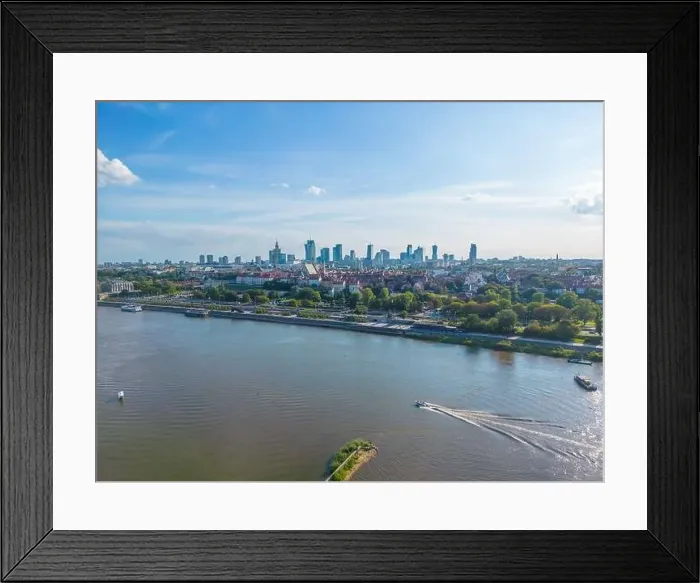 Framed Print : Aerial panorama of Warsaw, Poland over the Vistual river and City center in a distance Old town Framed Print : Aerial panorama of Warsaw, Poland over the Vistual river and City center in a distance Old town