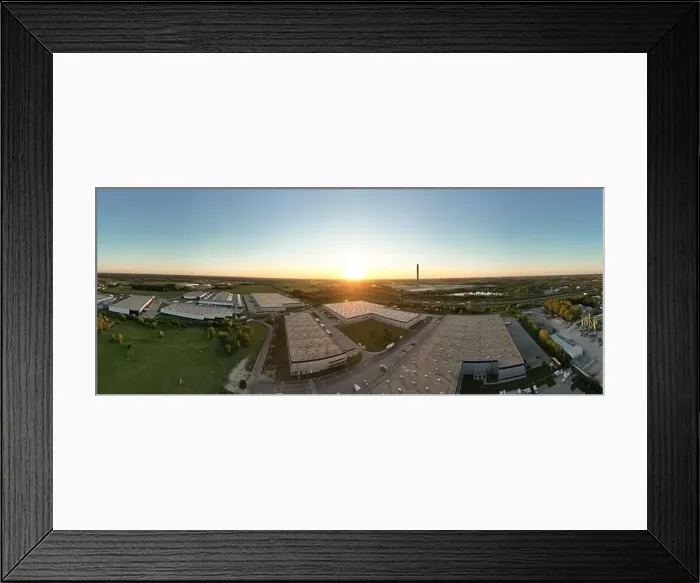 Framed Print : Aerial view of warehouse storages or industrial factory or logistics center from above Framed Print : Aerial view of warehouse storages or industrial factory or logistics center from above