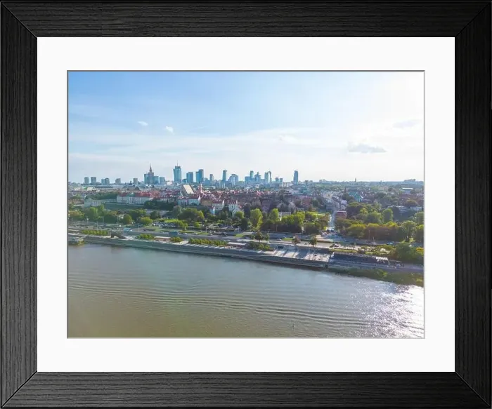 Framed Print : Aerial panorama of Warsaw, Poland over the Vistual river and City center in a distance Old town Framed Print : Aerial panorama of Warsaw, Poland over the Vistual river and City center in a distance Old town