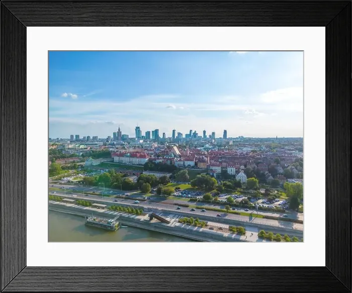 Framed Print : Aerial panorama of Warsaw, Poland over the Vistual river and City center in a distance Old town Framed Print : Aerial panorama of Warsaw, Poland over the Vistual river and City center in a distance Old town