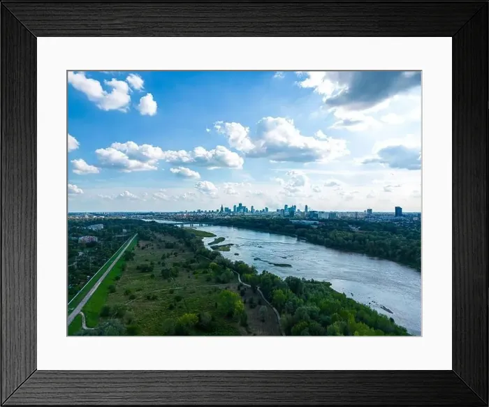 Framed Print : Aerial panorama of Warsaw, Poland over the Vistual river and City center in a distance Old town Framed Print : Aerial panorama of Warsaw, Poland over the Vistual river and City center in a distance Old town