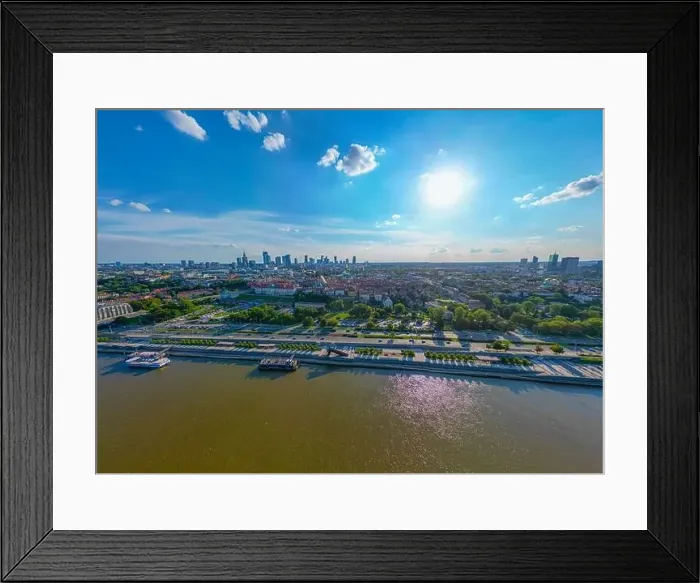 Framed Print : Aerial panorama of Warsaw, Poland over the Vistual river and City center in a distance Old town Framed Print : Aerial panorama of Warsaw, Poland over the Vistual river and City center in a distance Old town
