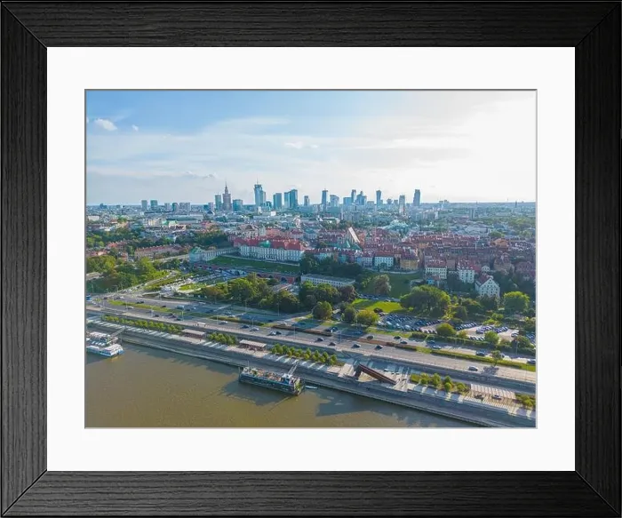 Framed Print : Aerial panorama of Warsaw, Poland over the Vistual river and City center in a distance Old town Framed Print : Aerial panorama of Warsaw, Poland over the Vistual river and City center in a distance Old town