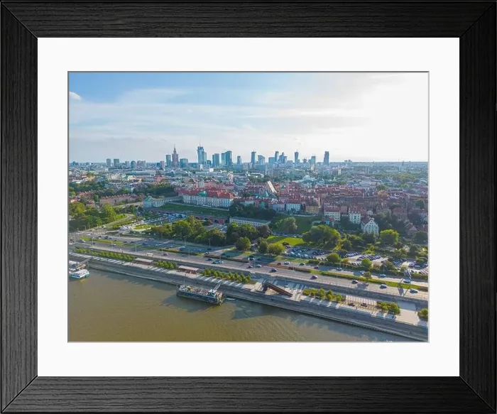 Framed Print : Aerial panorama of Warsaw, Poland over the Vistual river and City center in a distance Old town Framed Print : Aerial panorama of Warsaw, Poland over the Vistual river and City center in a distance Old town