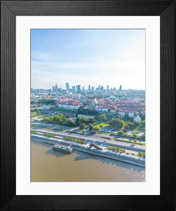 Framed Print : Aerial panorama of Warsaw, Poland over the Vistual river and City center in a distance Old town Framed Print : Aerial panorama of Warsaw, Poland over the Vistual river and City center in a distance Old town
