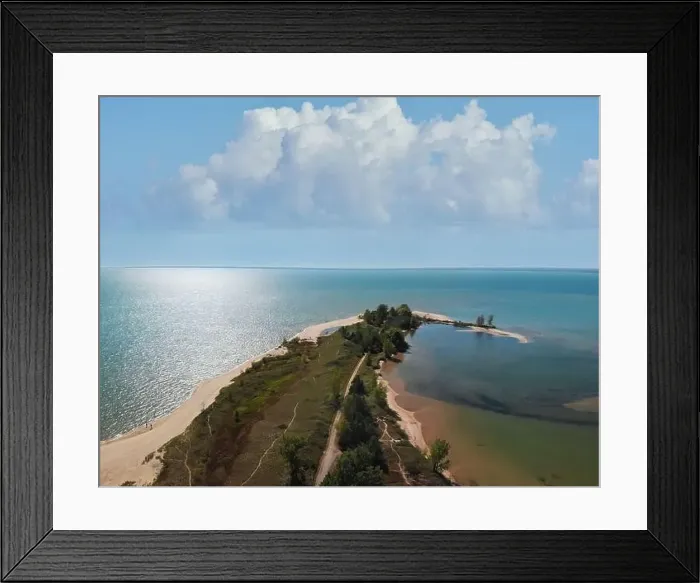 Framed Print : Aerial View of lake Huron sand beach, Michigan USA Framed Print : Aerial View of lake Huron sand beach, Michigan USA