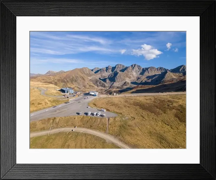 Framed Print : This aerial drone photo shows a group of campers on top of a mountain Framed Print : This aerial drone photo shows a group of campers on top of a mountain