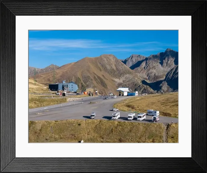 Framed Print : This aerial drone photo shows a group of campers on top of a mountain Framed Print : This aerial drone photo shows a group of campers on top of a mountain
