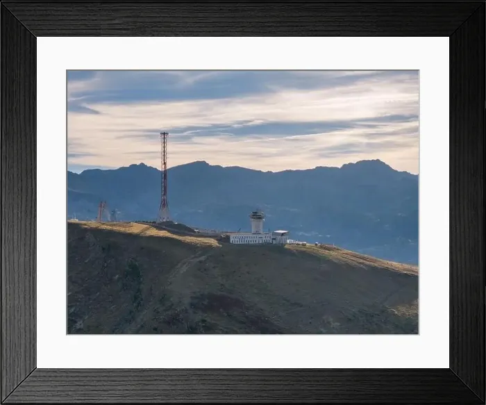 Framed Print : Aerial drone photo of the old radio tower of old sud in El pas de la casa Framed Print : Aerial drone photo of the old radio tower of old sud in El pas de la casa