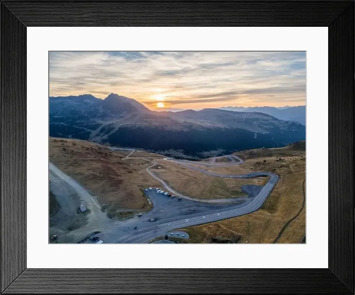 Framed Print : This aerial drone photo shows a group of campers on top of a mountain Framed Print : This aerial drone photo shows a group of campers on top of a mountain