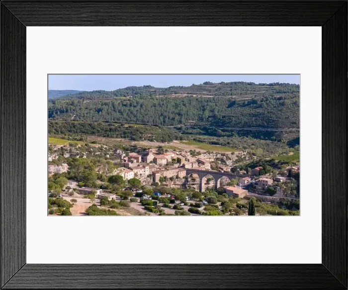 Framed Print : Aerial drone photo of the town named Minerve