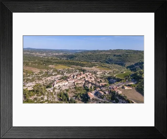 Framed Print : Aerial drone photo of the town named Minerve