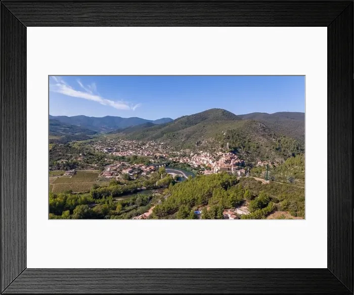 Framed Print : Aerial drone photo of the small village named Roquebrun Framed Print : Aerial drone photo of the small village named Roquebrun