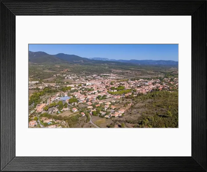 Framed Print : Aerial drone photo of Saint-Chinian in Herault, south of France Framed Print : Aerial drone photo of Saint-Chinian in Herault, south of France