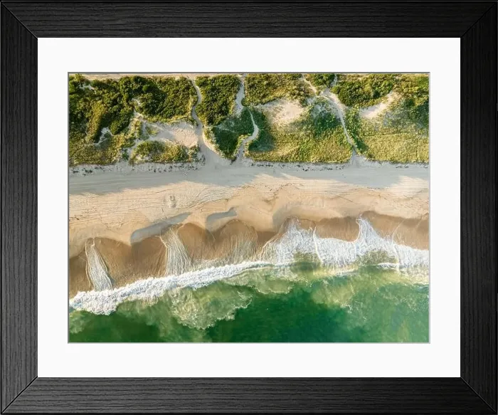 Framed Print : aerial view of a montauk ocean beach and surf Framed Print : aerial view of a montauk ocean beach and surf