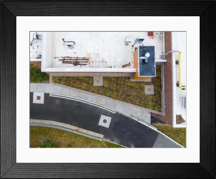 Framed Print : Aerial image of a new vegetation, green, roof Framed Print : Aerial image of a new vegetation, green, roof