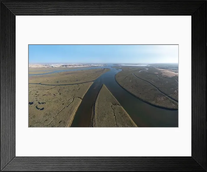 Framed Print : Aerial view of the river Odiel mouth Framed Print : Aerial view of the river Odiel mouth