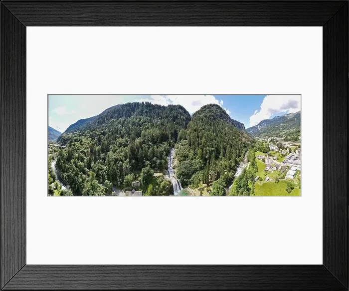 Framed Print : Drone view at the waterfall of Piumogna near Faido on the Swiss alps Framed Print : Drone view at the waterfall of Piumogna near Faido on the Swiss alps