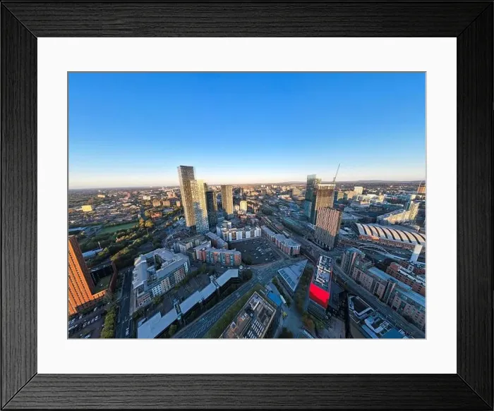 Framed Print : Manchester City Centre Drone Aerial View Above Building Work Skyline Construction Blue Sky 2023 Deansgate Framed Print : Manchester City Centre Drone Aerial View Above Building Work Skyline Construction Blue Sky 2023 Deansgate