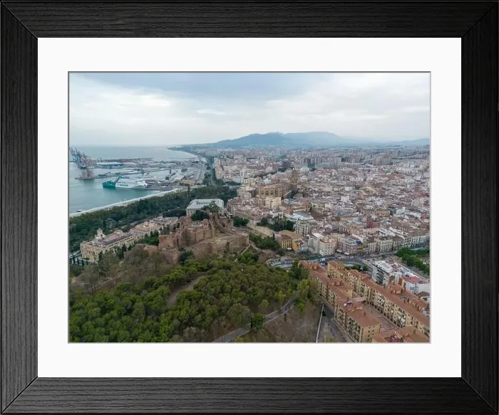 Framed Print : aerial view of the beautiful city of Malaga in the south of Spain
