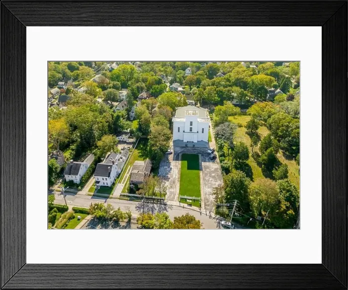 Framed Print : aerial view of old whaler's church, sag harbor, ny Framed Print : aerial view of old whaler's church, sag harbor, ny