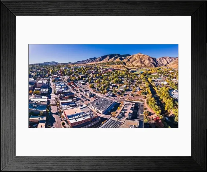 Framed Print : 16x9 Panorama of Golden Colorado from drone - Colorado School of Mines - Downtown Golden CO Framed Print : 16x9 Panorama of Golden Colorado from drone - Colorado School of Mines - Downtown Golden CO