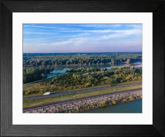 Framed Print : Aerial view over Danube river near Bratislava Framed Print : Aerial view over Danube river near Bratislava