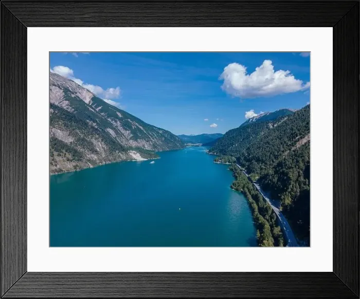 Framed Print : Aerial view of the beautiful Achen Lake in Tyrol Framed Print : Aerial view of the beautiful Achen Lake in Tyrol