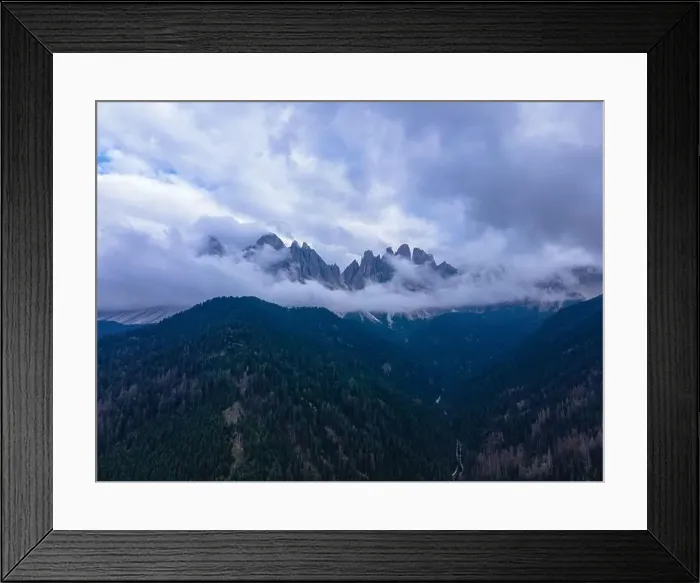 Framed Print : Aerial view of the Italian Dolomites at Saint Magdalena Framed Print : Aerial view of the Italian Dolomites at Saint Magdalena